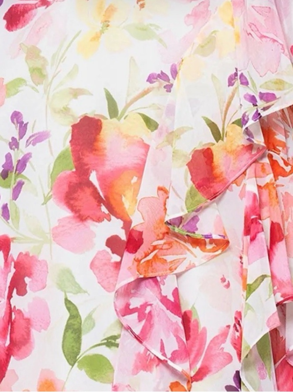 NWT Betsy & Adam Floral Chiffon Gown PINK MULTI Size 16 (A26919) - Picture 12 of 12